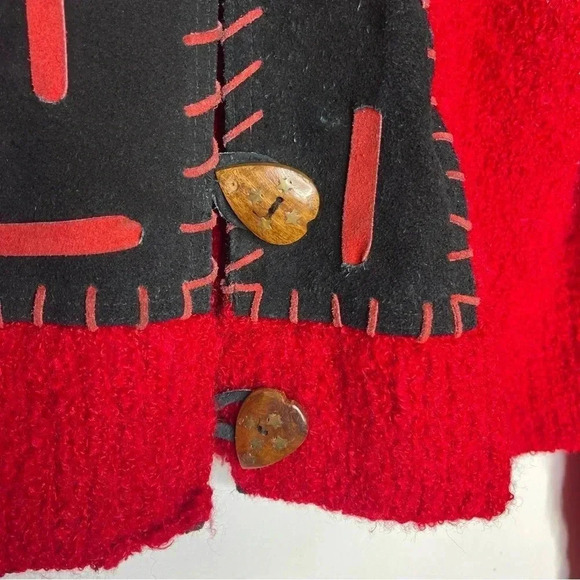 Sandy Starkman Vintage Button Heart Red Sweater Blazer Size Medium - Picture 7 of 8